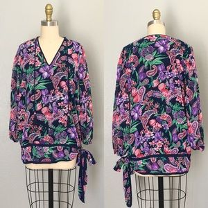 Vintage Diane Freis floral paisley blouse